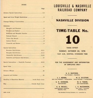 Louisville & Nashville Nashville Division 1978