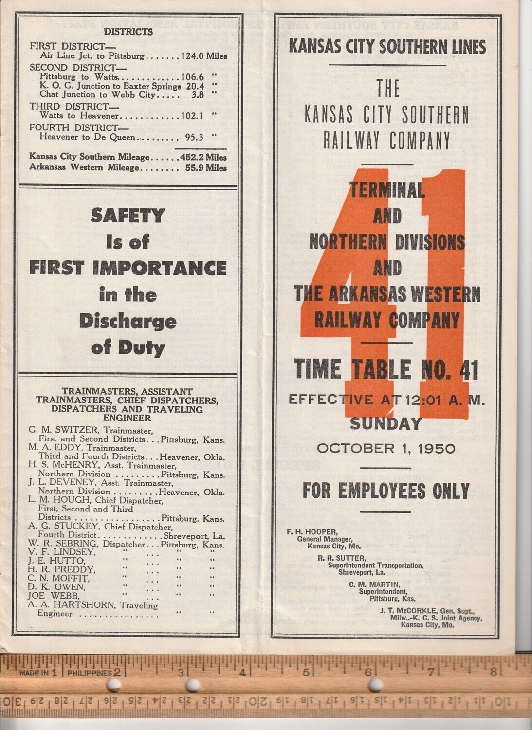 Kansas City Southern Terminal and Northern Divisions 1950