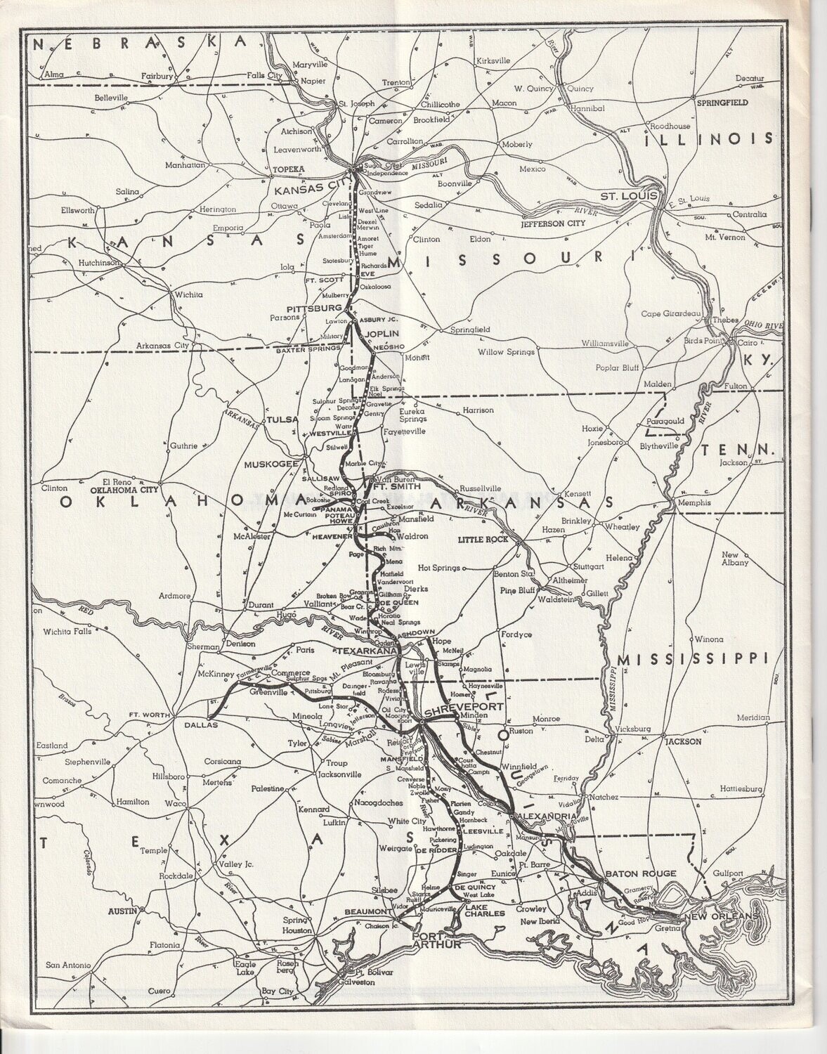 Kansas City Southern Lines Map 1960