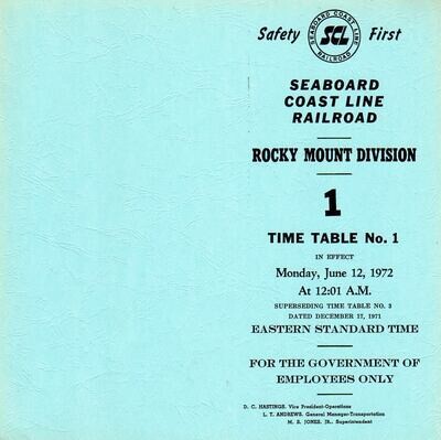 Seaboard Coast Line Rocky Mount Division 1972