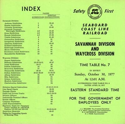 Seaboard Coast Line Savannah and Waycross Divisions 1977