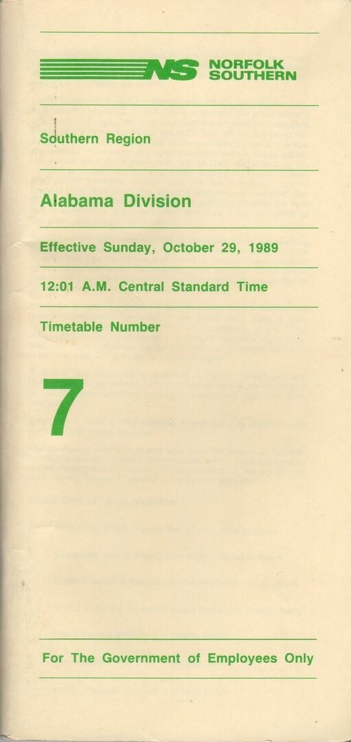 Norfolk Southern Alabama Division 1989