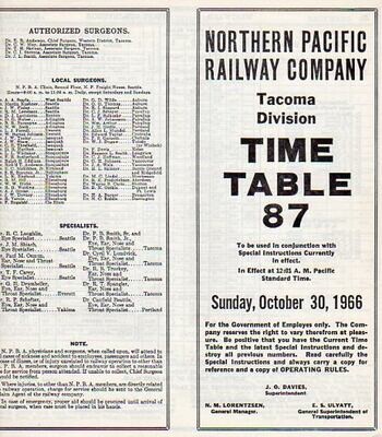 Northern Pacific Tacoma Division 1966