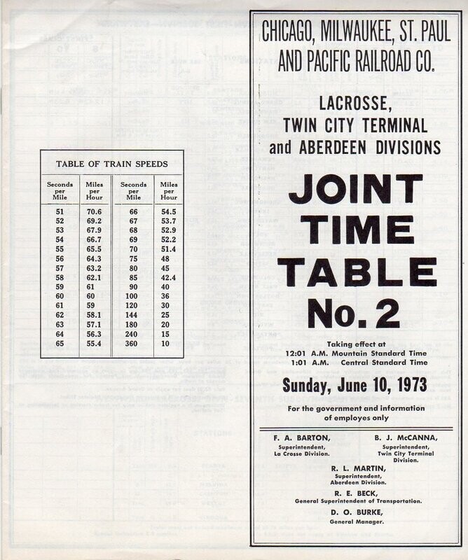 Milwaukee Road Lacrosse, Twin City Terminal and Aberdeen Divisions 1973