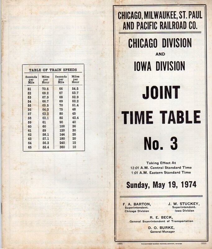 Milwaukee Road Chicago and Iowa Divisions 1974
