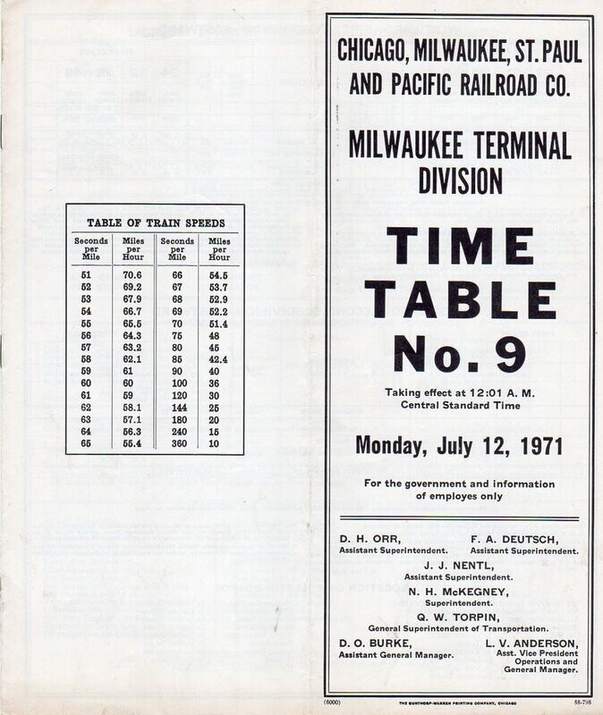 Milwaukee Road Milwaukee Terminal Division 1971