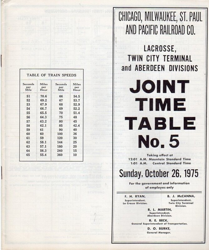 Milwaukee Road La Crosse, Twin City Terminal & Aberdeen Divisions 1975