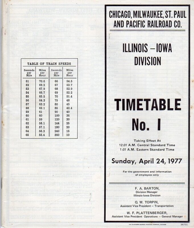 Milwaukee Road Illinois-Iowa Division 1977