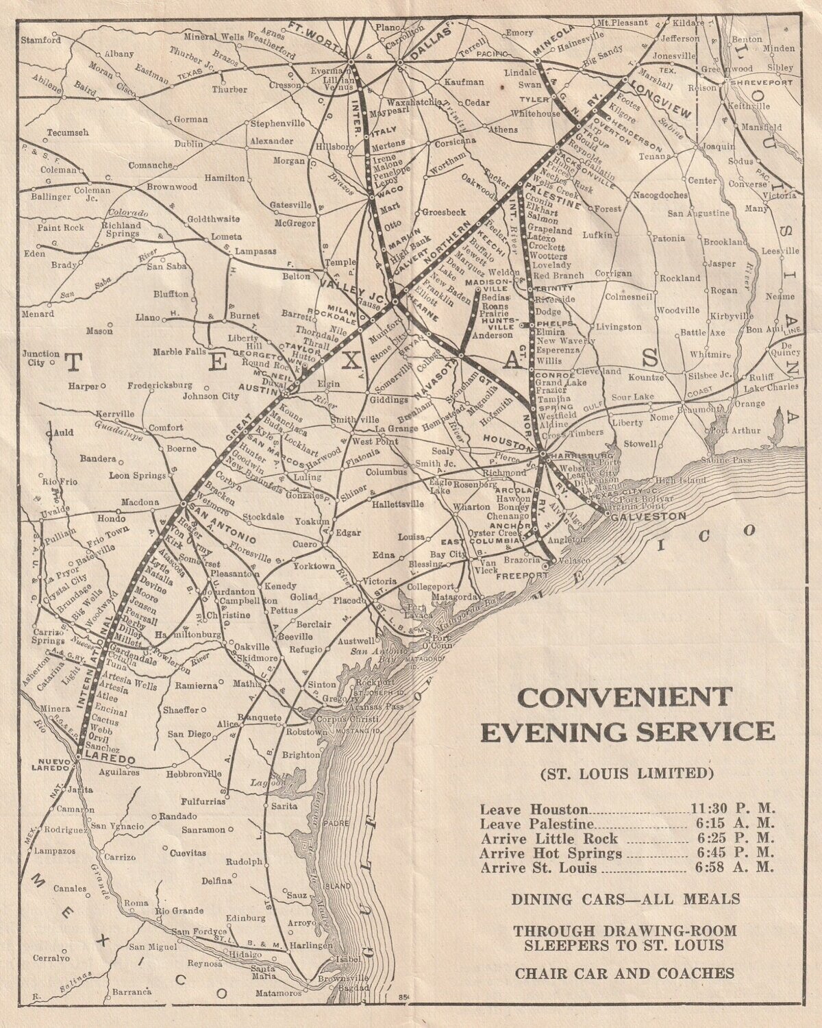 International & Great Northern Railroad Map 1921