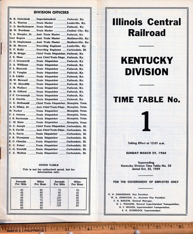 Illinois Central Kentucky Division 1964