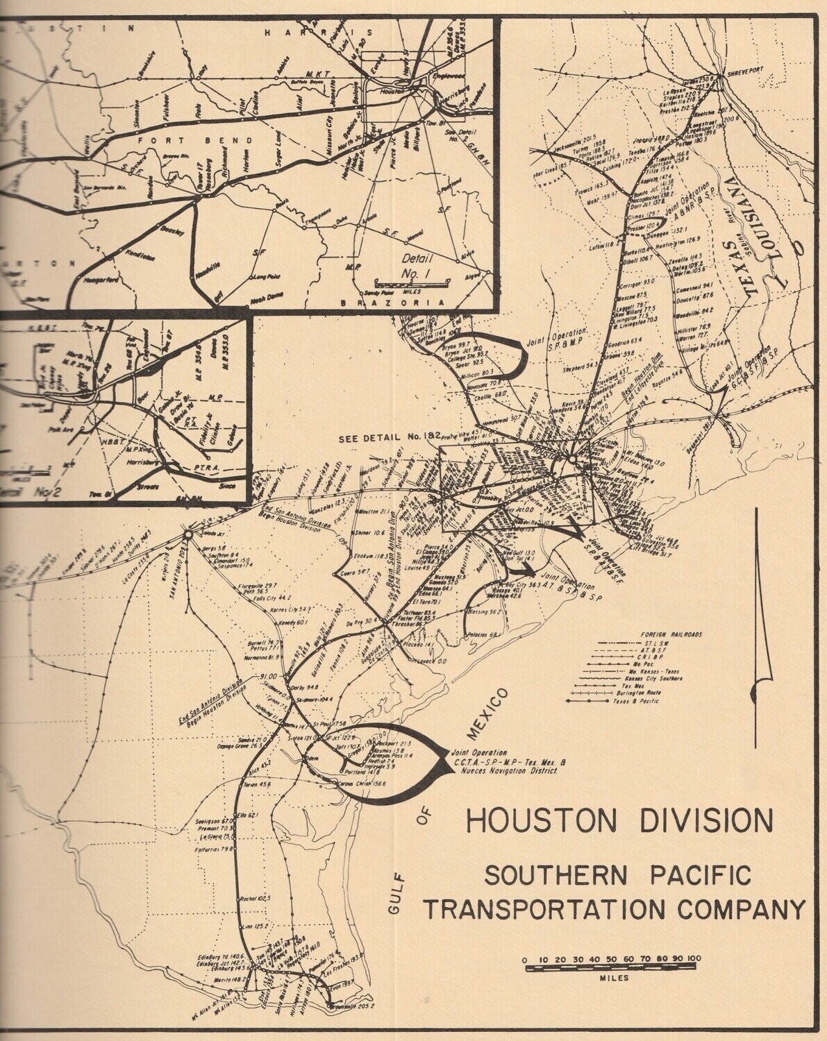 Southern Pacific Houston Division map 1978