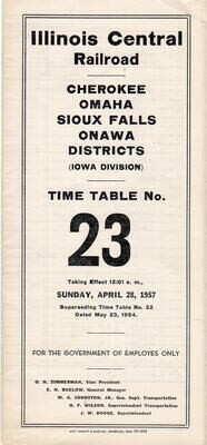 Illinois Central Iowa Division - Cherokee, Omaha, Sioux Falls and Onawa Districts 1957