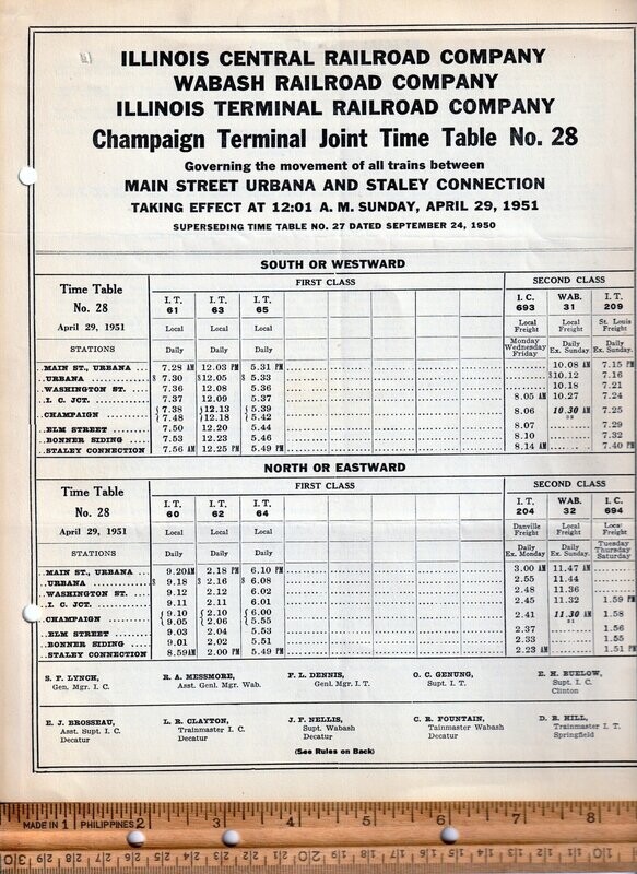 Illinois Central / Wabash / Illinois Terminal Champaign Terminal 1951