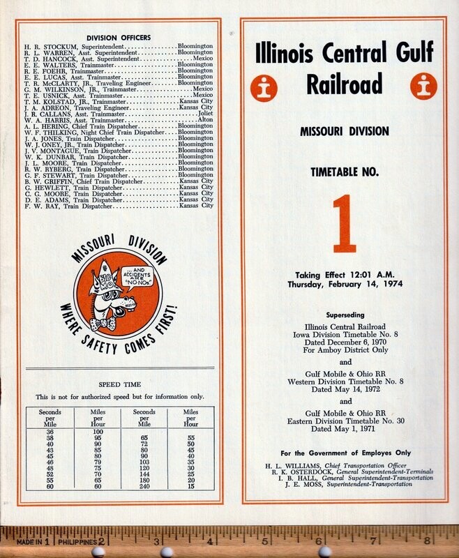Illinois Central Gulf Missouri Division 1974