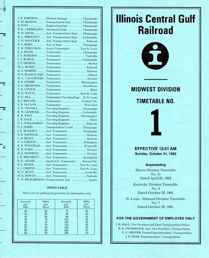 Illinois Central Gulf Midwest Division 1982