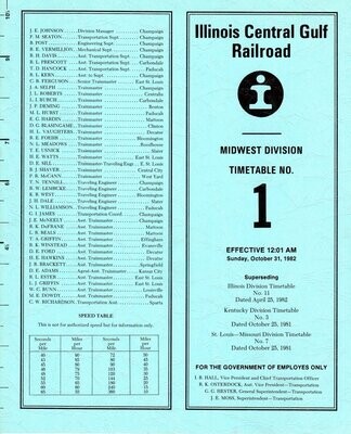 Illinois Central Gulf Midwest Division 1982