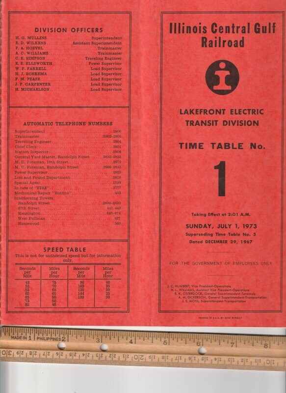 Illinois Central Gulf Lakefront ElectricTransit Division 1973