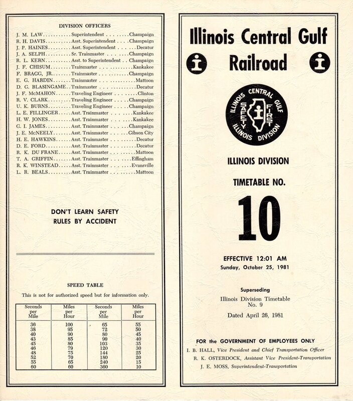 Illinois Central Gulf Illinois Division 1981