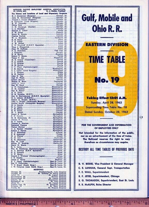 Gulf, Mobile & Ohio Eastern Division 1963