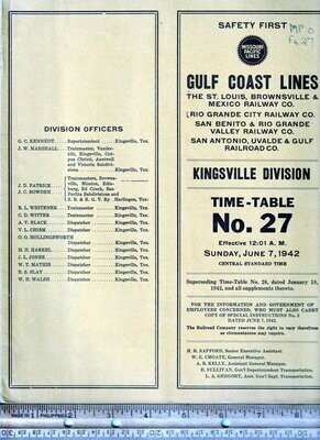 Gulf Coast Lines Kingsville Division 1942