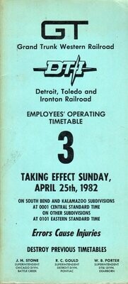 Grand Trunk Western / Detroit, Toledo & Ironton Railroads 1982