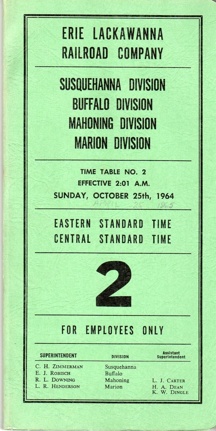 Erie Lackawanna Susqehanna, Buffalo, Mahoning and Marion Divisions 1964