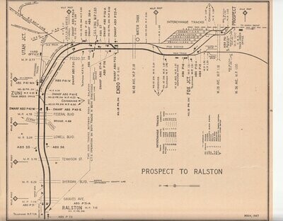 Denver & Rio Grande Western Pueblo Division Prospect-Ralston Map 1947