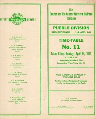 Denver and Rio Grande Western Pueblo Division 1955