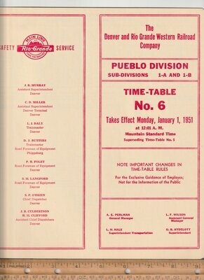 Denver and Rio Grande Western Pueblo Division 1951