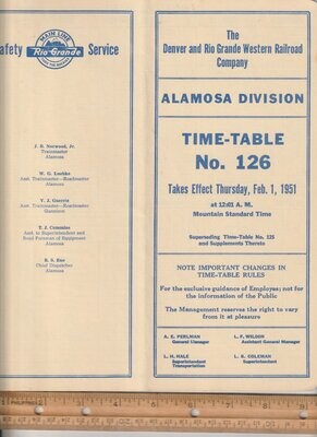 Denver and Rio Grande Western Alamosa Division 1951