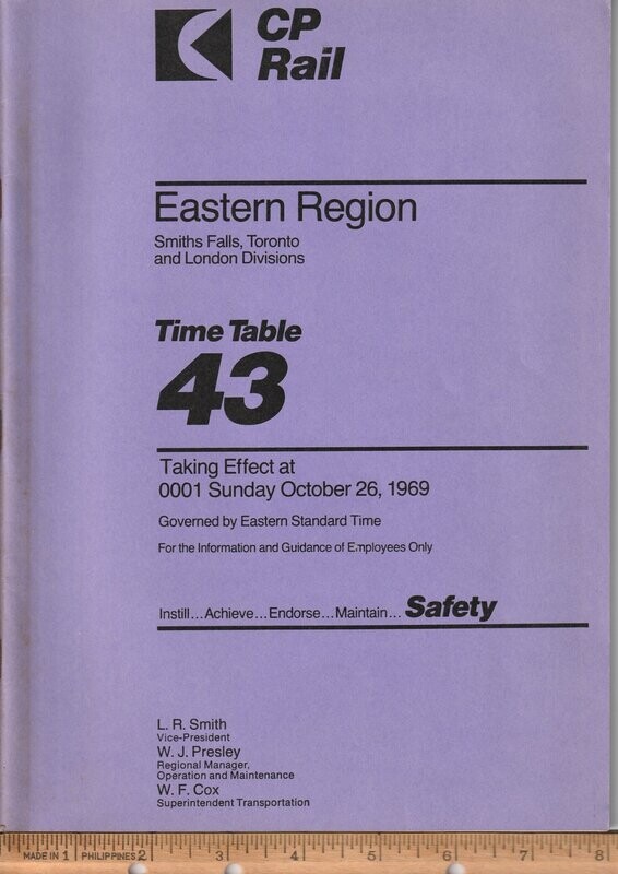 CP Rail Smiths Falls, Toronto and London Divisions 1969