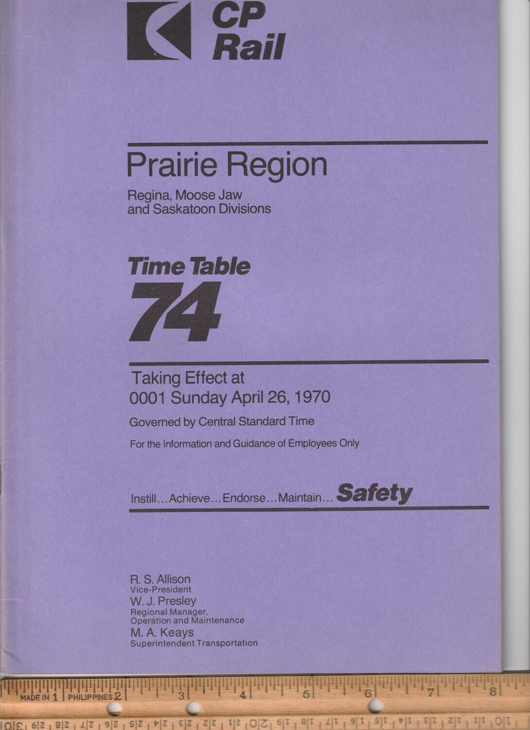 CP Rail Regina, Moose Jaw and Saskatoon Divisions 1970