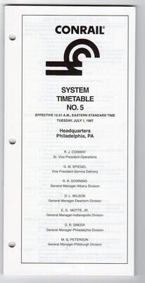 Conrail System Timetable 1997