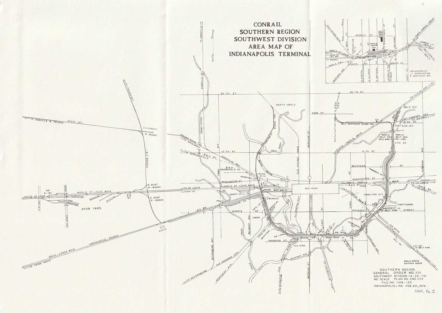 Conrail Indianapolis Terminal map 1979