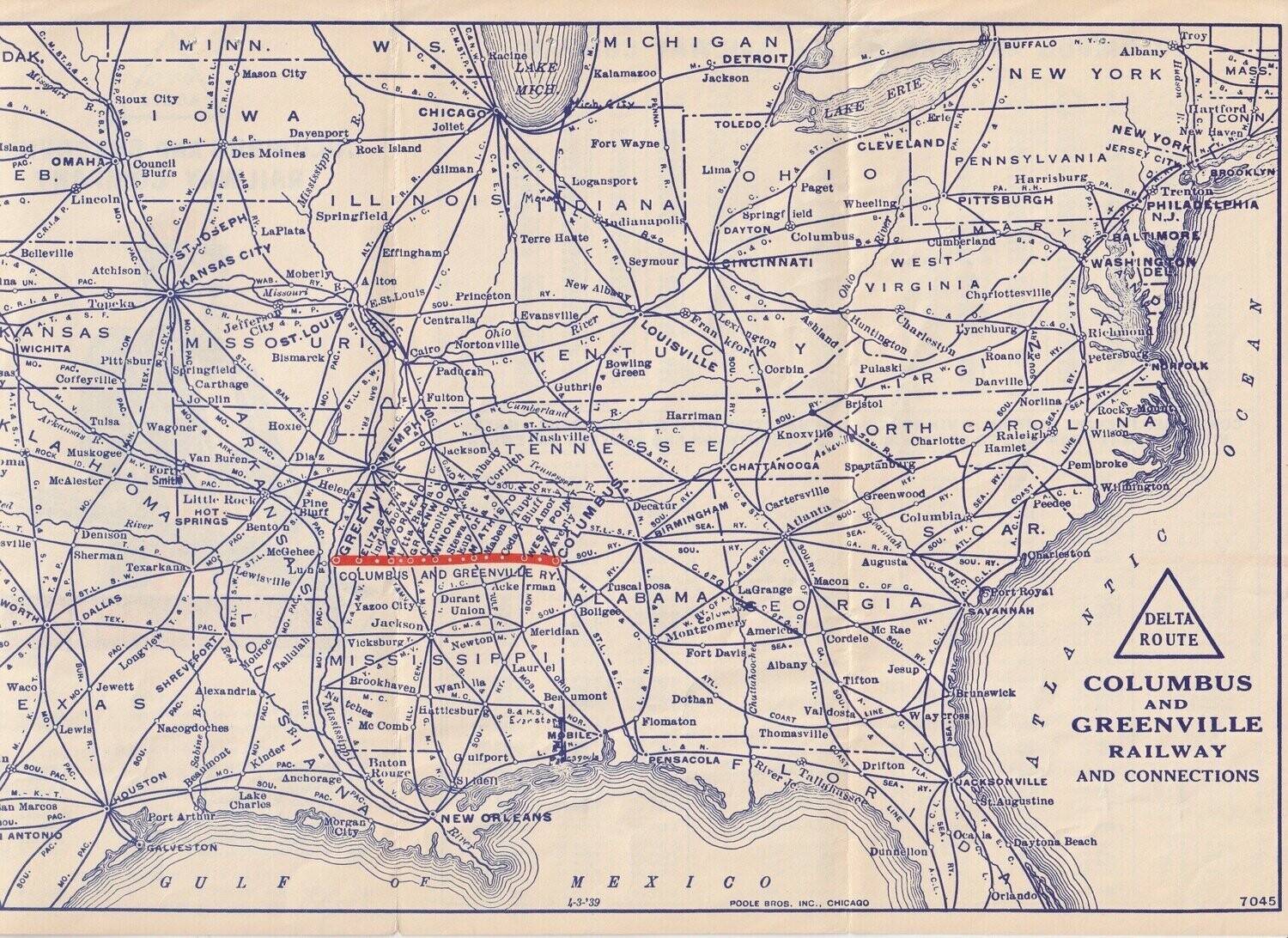 Columbus & Greenville Railway map 1939