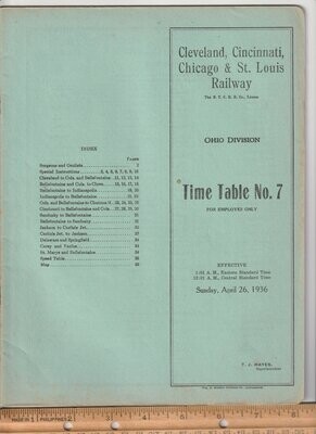 Cleveland, Cincinnati, Chicago & St. Louis Ohio Division 1936