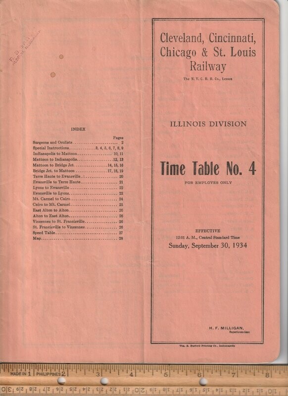 Cleveland, Cincinnati, Chicago & St. Louis Illinois Division 1934