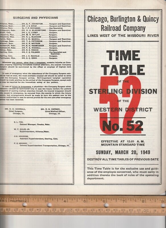 Chicago, Burlington & Quincy Sterling Division 1949