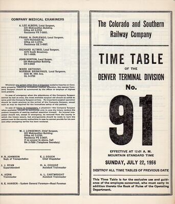Colorado & Southern Denver Terminal Division 1956