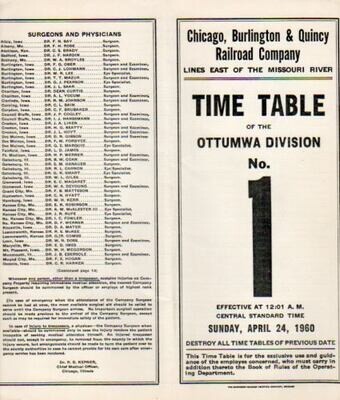 Chicago, Burlington & Quincy Ottumwa Division 1960