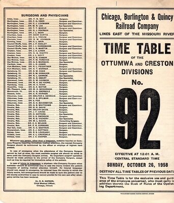 Chicago, Burlington & Quincy Ottumwa and Creston Divisions 1958
