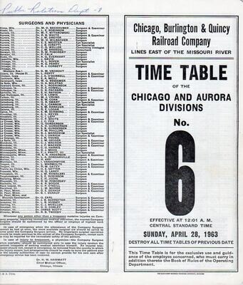Chicago, Burlington & Quincy Chicago and Aurora Divisions 1963