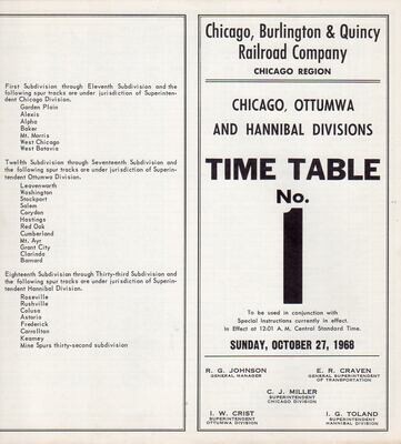 Chicago, Burlington & Quincy Chicago, Ottumwa and
Hannibal Divisions 1968