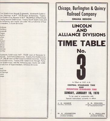 Chicago, Burlington & Quincy Lincoln and Alliance Divisions 1970