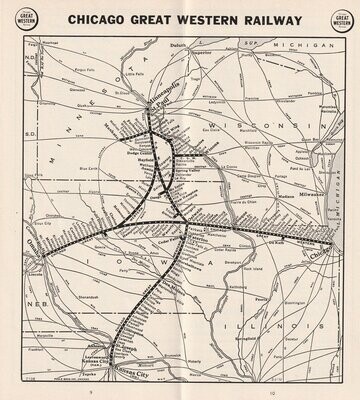 Chicago Great Western Railway Map 1952