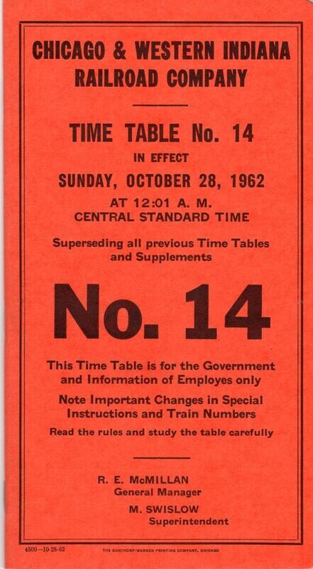 Chicago & Western Indiana Railroad 1962