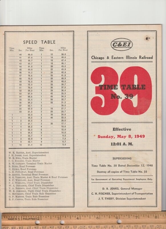 Chicago & Eastern Illinois Railroad 1949