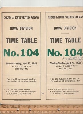 Chicago & North Western Iowa Division 1941
