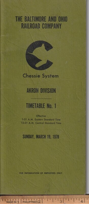 Chessie System Akron Division 1978