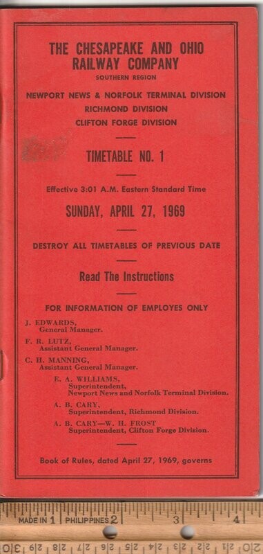 Chesapeake & Ohio Southern Region 1969